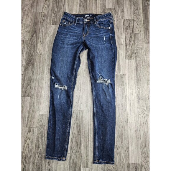 (3/$35) Old Navy Rockstar Jeans 4 Blue Distressed Ripped Super Skinny Denim - Picture 1 of 11